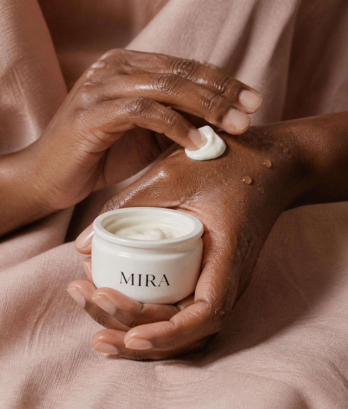 Applying Mira body lotion